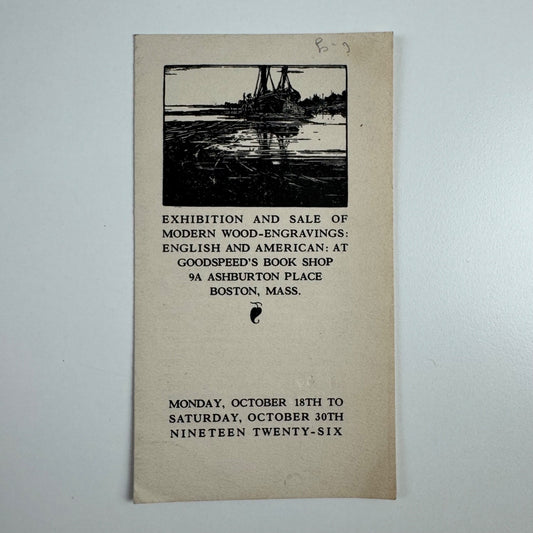 Leaflet for Exhibition and Sale of Modern wood-engravings: English and American | Goodspeed's Book Shop Boston 1926