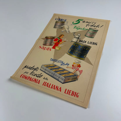 Liebig small paper advert 5 amici fidati Compagnia Italiana Liebig 1930s?
