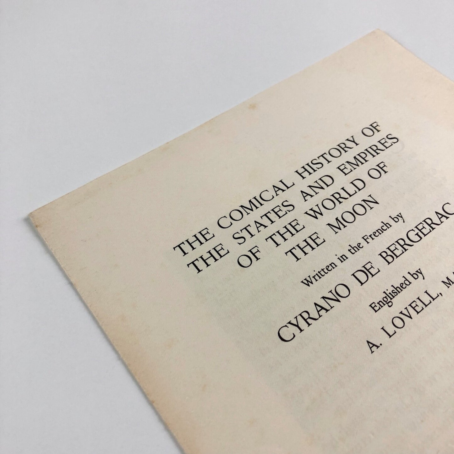 Prospectus for The Comical History of the States and Empires of the World of the Moon by Cyrano de Bergerac | The Blackamore Press, 1930