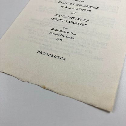 The Epicure's Anthology | The Golden Cockerel Press prospectus leaflet, 1936