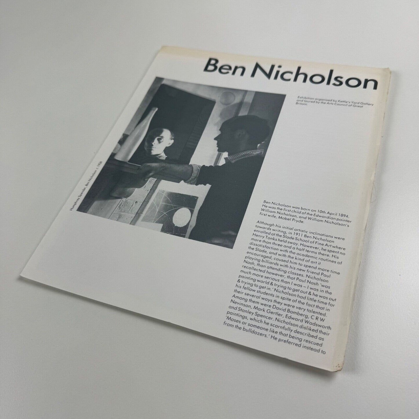 Ben Nicholson. Gallery leaflet to accompany the exhibition organised by Kettle’s Yard Gallery and toured by the Arts Council, 1983
