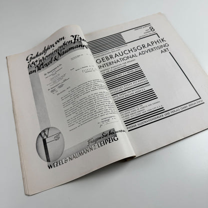 Gebrauchsgraphik International Advertising Art Aug 1930 Vol 7 no 8 edited by Professor HK Frenzel