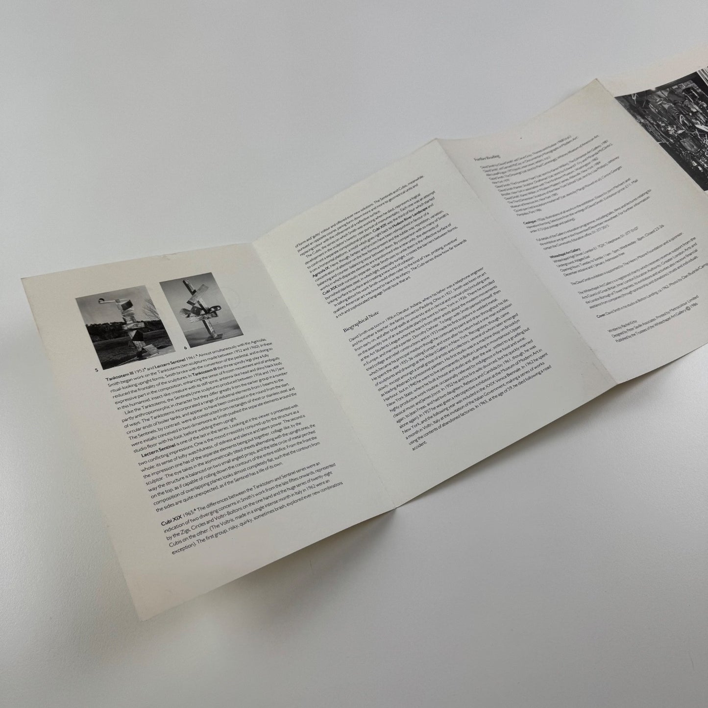 Exhibition guide for David Smith: Sculpture and Drawings | Whitechapel, 1986/7