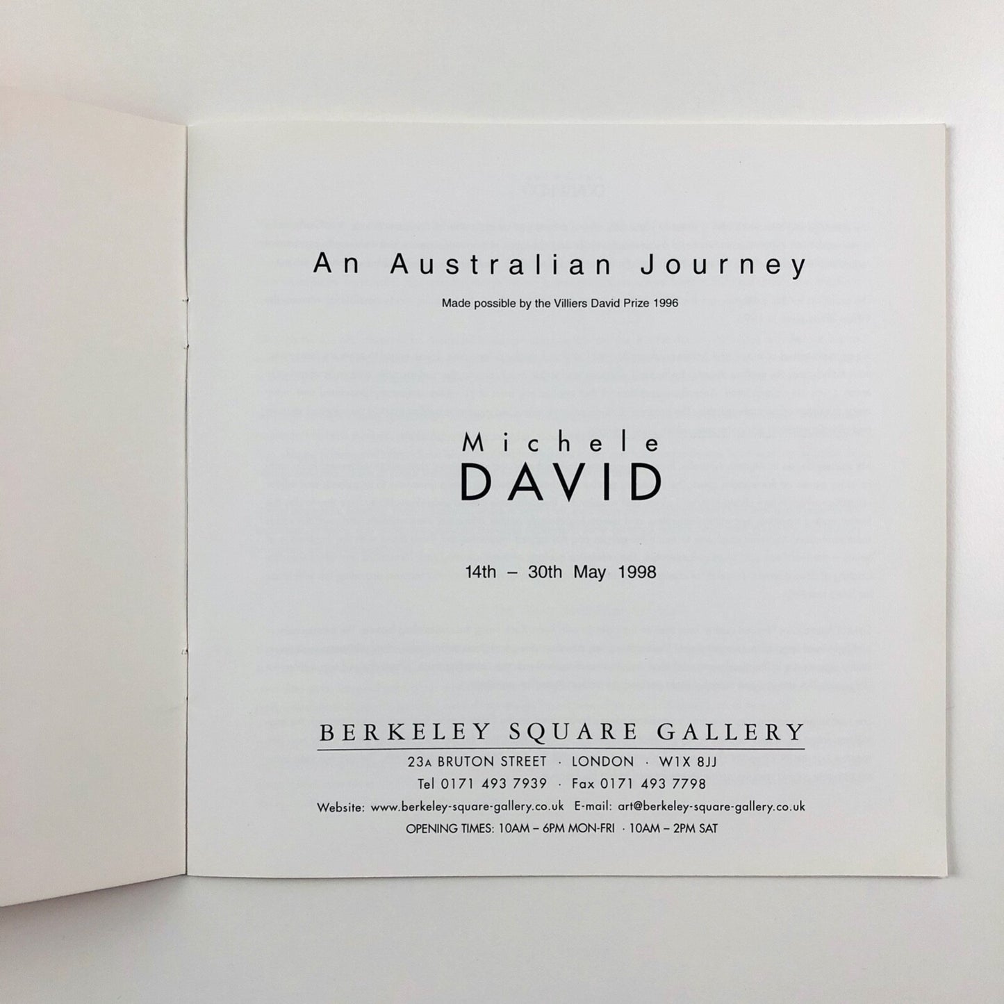 An Australian Journey. Michele David | Berkeley Square Gallery, 1998
