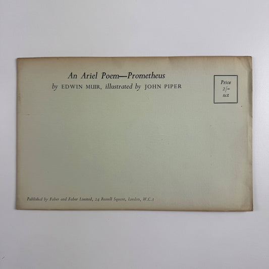 An Ariel Poem - Prometheus by Edwin Muir illustrated by John Piper, Faber & Faber, 1954 unopened envelope