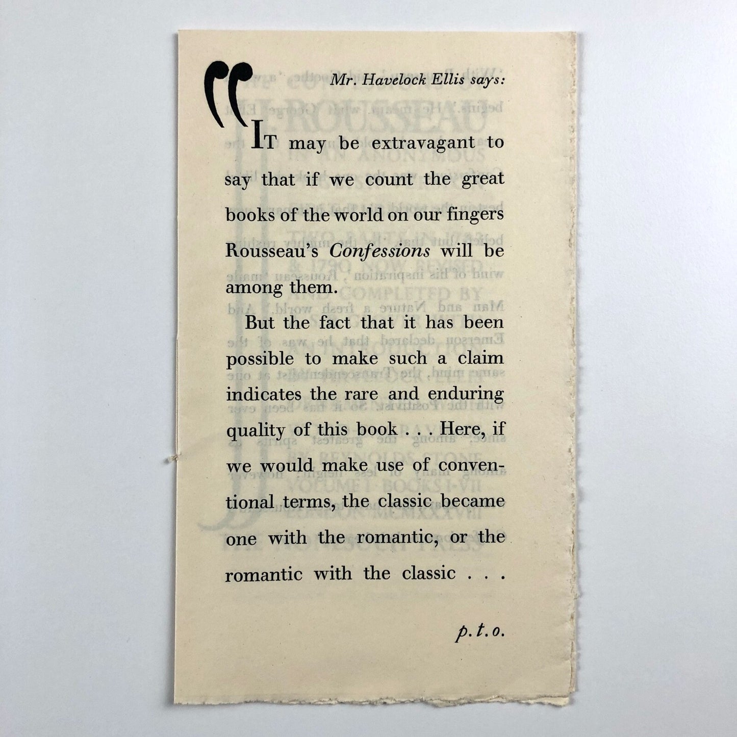 Prospectus for Rousseau’s Confessions | Nonesuch Press, 1938