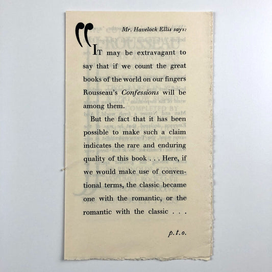 Prospectus for Rousseau’s Confessions | Nonesuch Press, 1938