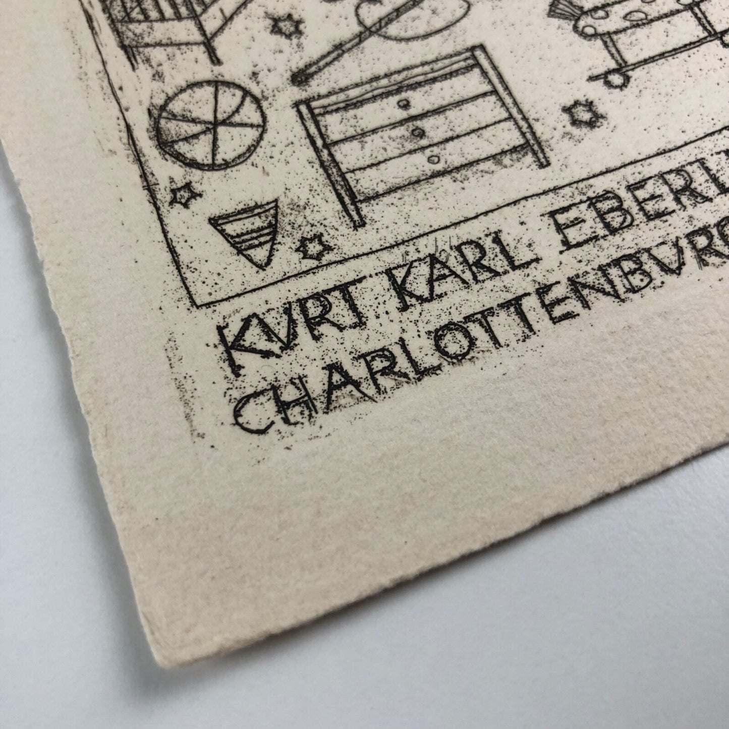 Card – Birth of Gerald Arnold Eberlein on 5 May (1930) to Kurt Karl and Alice Eberlein | Engraving on heavy paper