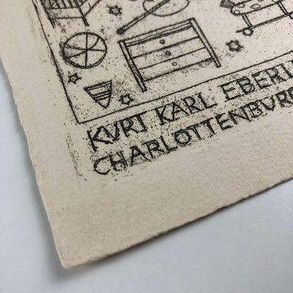 Card – Birth of Gerald Arnold Eberlein on 5 May (1930) to Kurt Karl and Alice Eberlein | Engraving on heavy paper