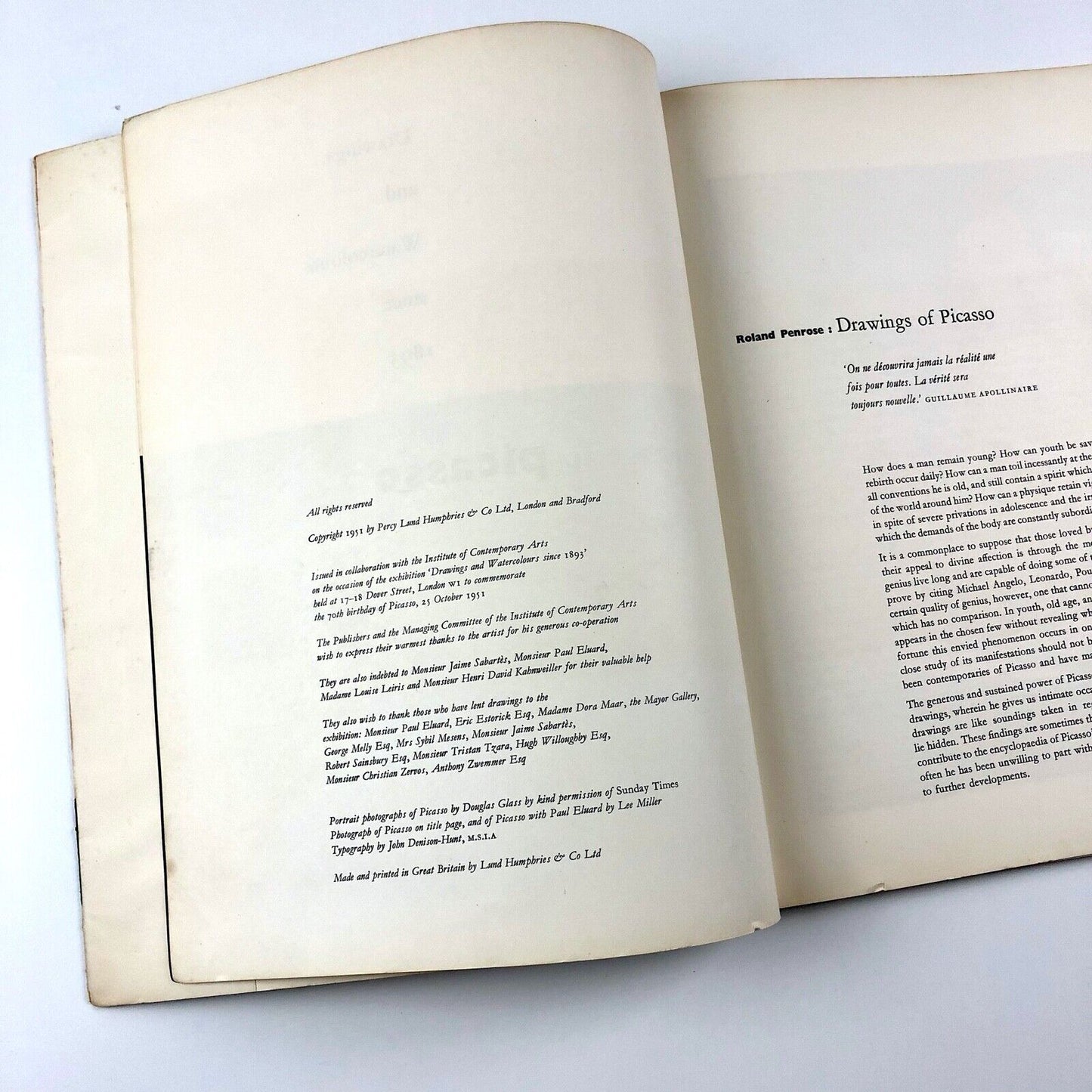 Homage to Picasso – Drawings & Paintings Since 1893 | Lund Humphries catalogue, 1951