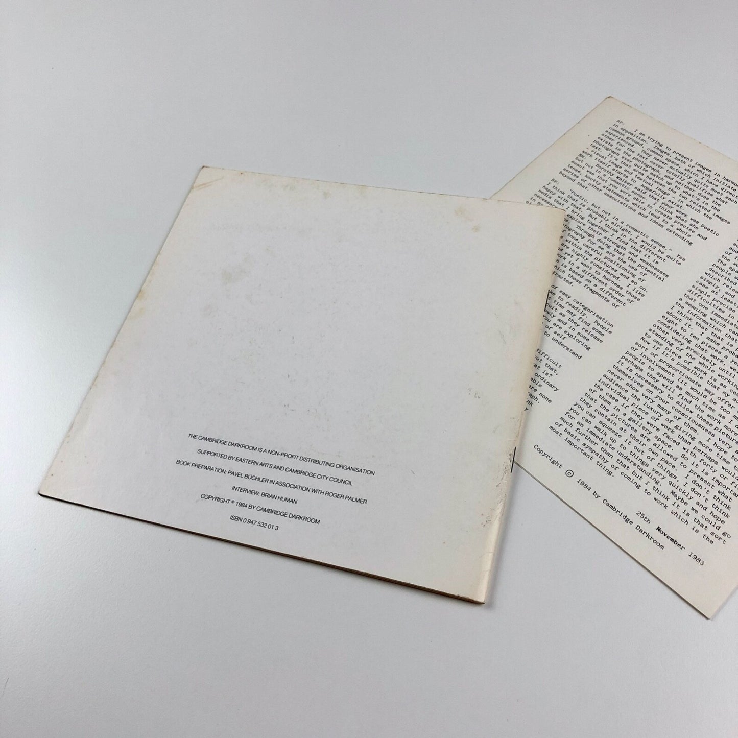 Roger Palmer – Eight Works | Brian Human interview | Cambridge Darkroom 1984, signed