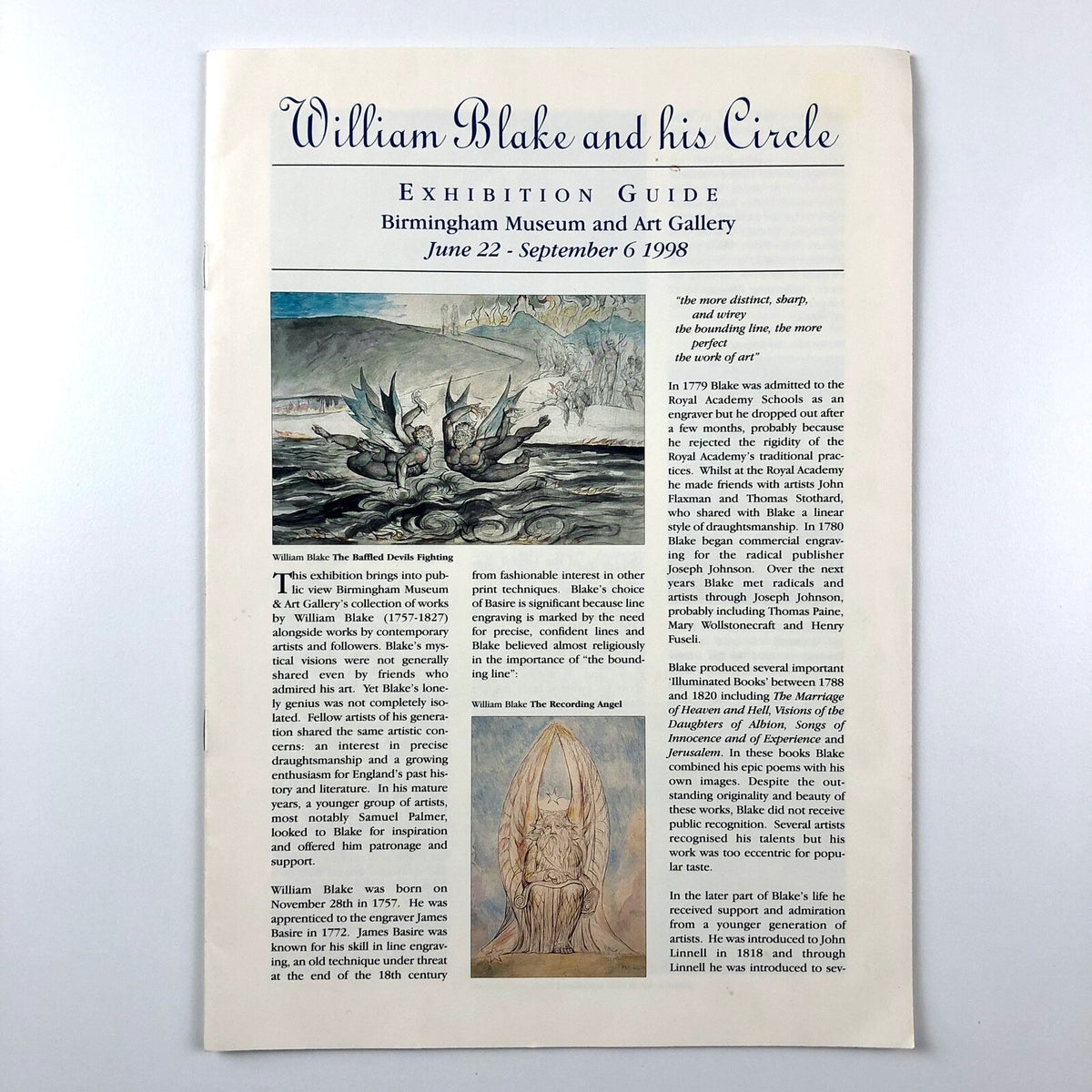 William Blake and His Circle | Birmingham Museum exhibition guide, 1998