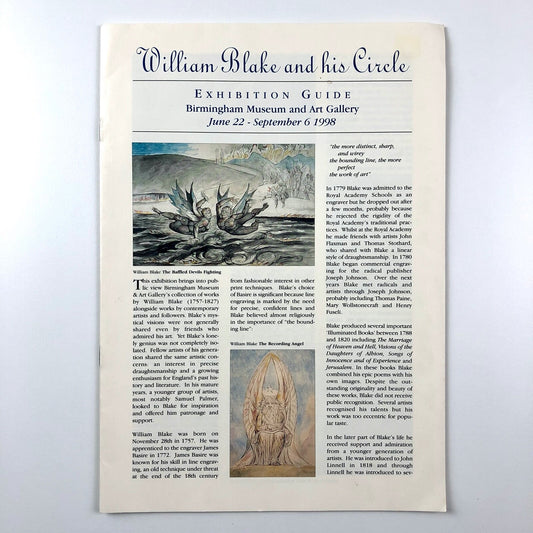 William Blake and His Circle | Birmingham Museum exhibition guide, 1998