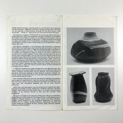Janet Leach | Brief biography leaflet | Leach Pottery, St. Ives, c.1990s