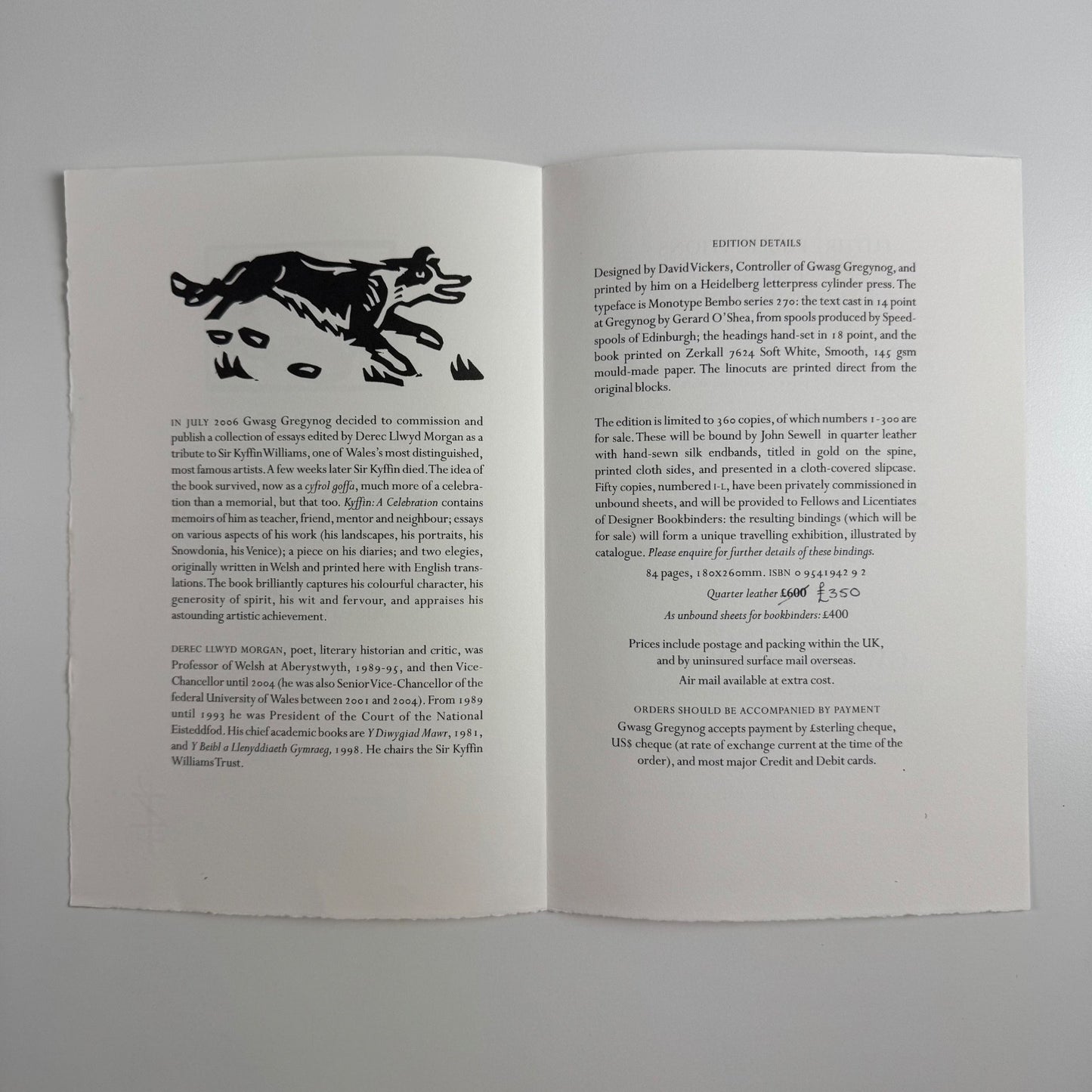 Prospectus for Kyffin A Celebration. Edited by Derek Llwyd Morgan | Gwasg Gregynog