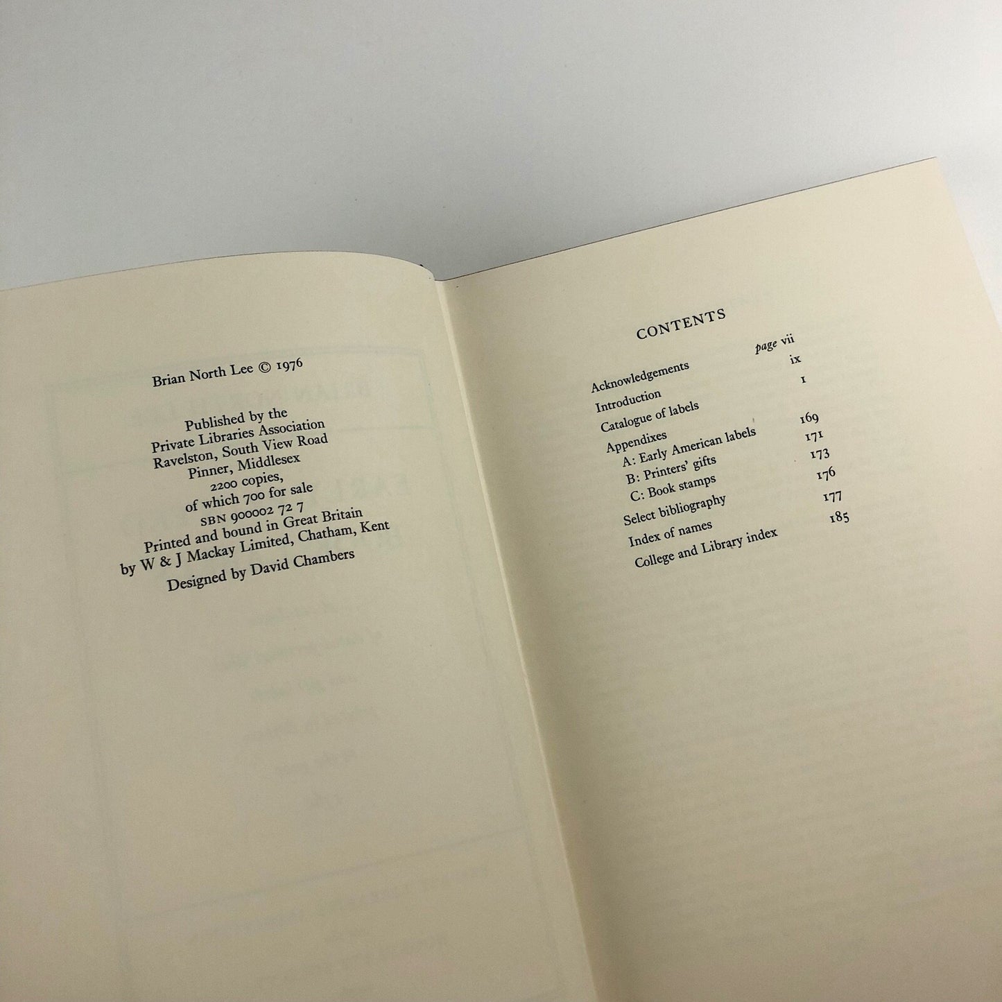 Early Printed Book Labels by Brian North Lee | The Bookplate Society, 1976