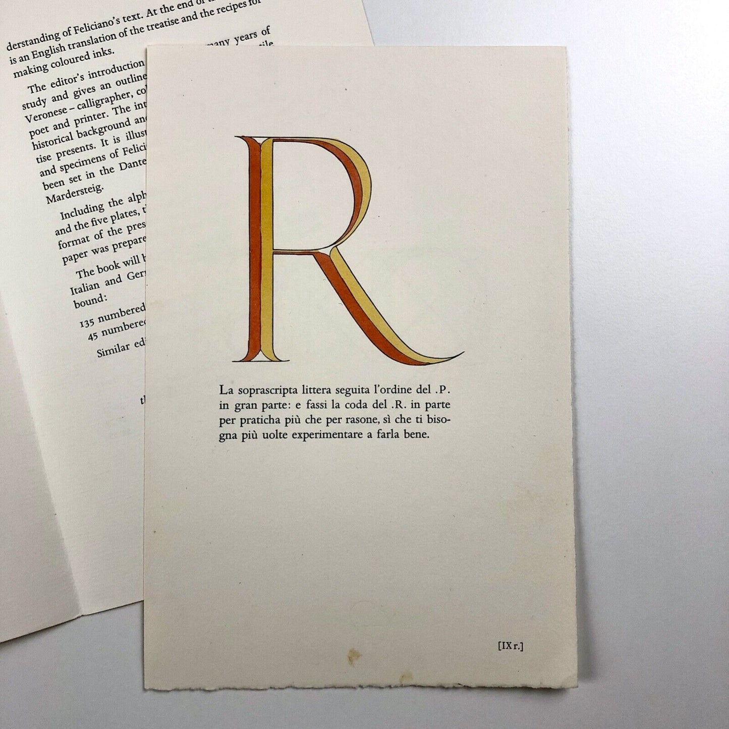 Prospectus for Alphabetum Romanum Felice Feliciano| G. Mardersteig Officina Bodoni, c. 1960