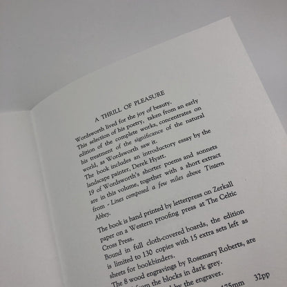 Prospectus – A Thrill of Pleasure | William Wordsworth | Rosemary Roberts | Celtic Cross