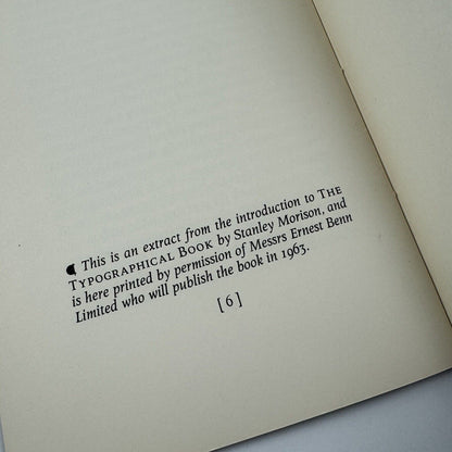 Tact in Typographical Design by Stanley Morison | A Type Specimen designed by Will Carter at The Rampant Lions Press, 1962