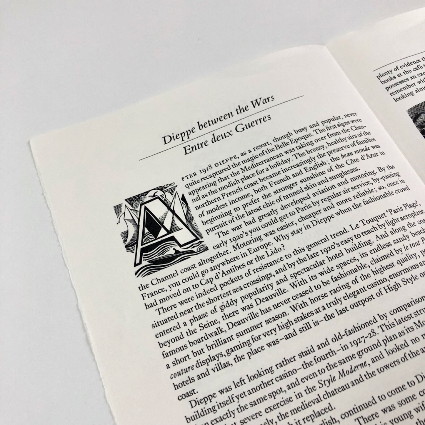 Prospectus for Newhaven Dieppe. Recollections and some History of the Town of Dieppe by Frank Martin with wood engravings by Frank Martin | The Previous Parrot Press c.1986