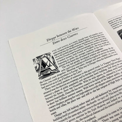 Prospectus for Newhaven Dieppe. Recollections and some History of the Town of Dieppe by Frank Martin with wood engravings by Frank Martin | The Previous Parrot Press c.1986
