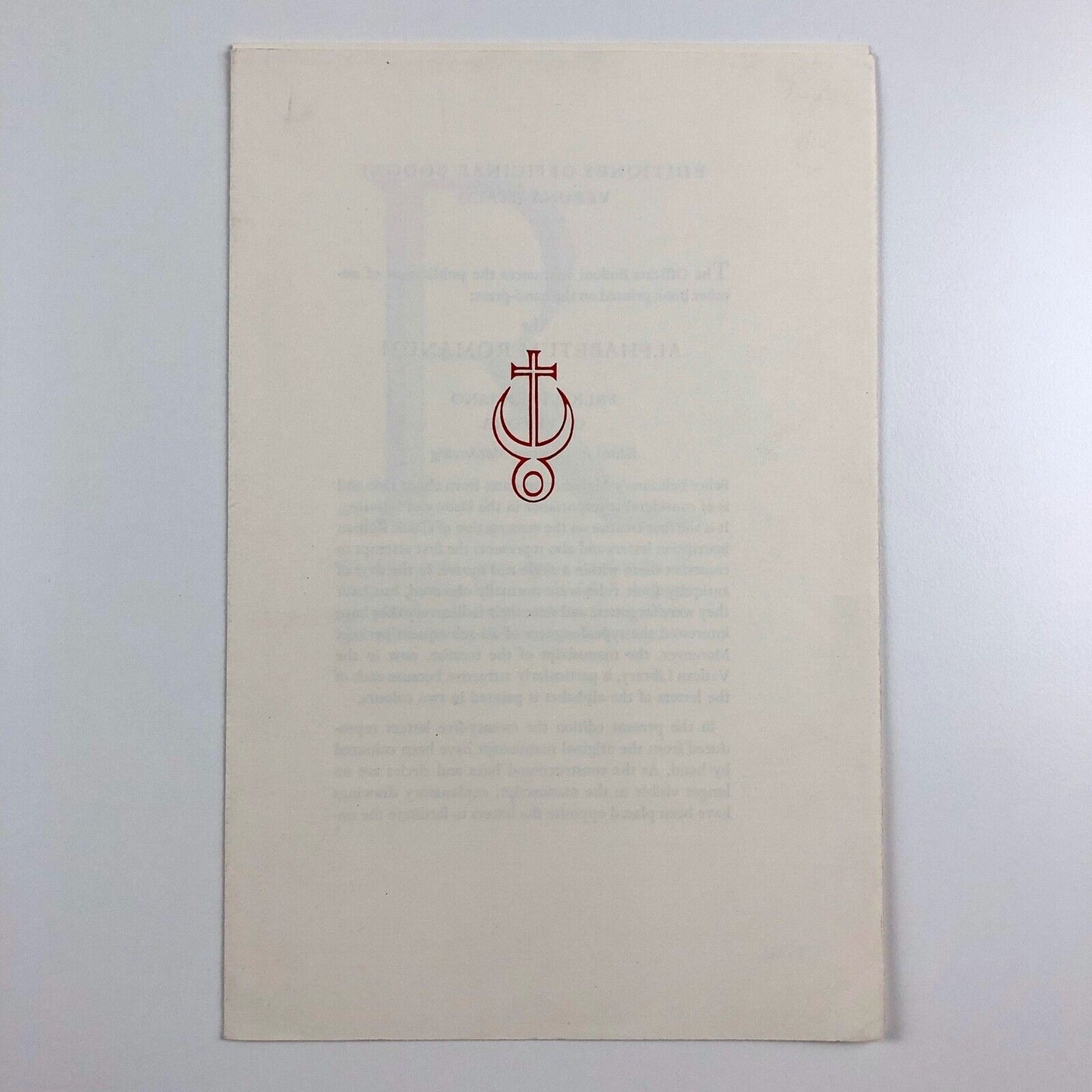 Prospectus for Alphabetum Romanum Felice Feliciano| G. Mardersteig Officina Bodoni, c. 1960