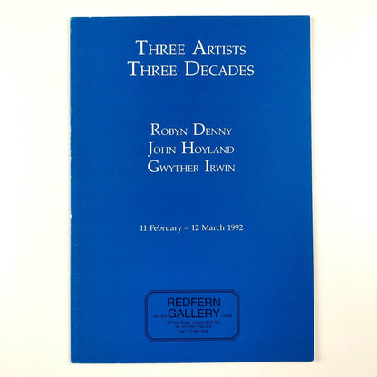 Folding card for Three Artists Three Decades: Robyn Denny, John Holland, Gwyther Irwin | Redfern Gallery, 1992