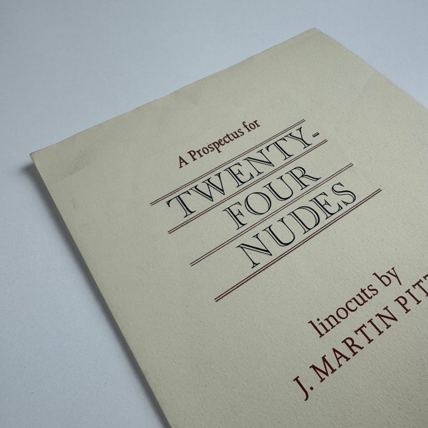 Prospectus for Twenty-four nudes. Linocuts by J. Martin Pitts | The Old Stile Press, 1985