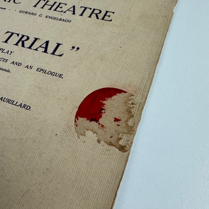 Programme Lyric Theatre, London ‘On Trial’ Elmer E. Reizenstein, 1915