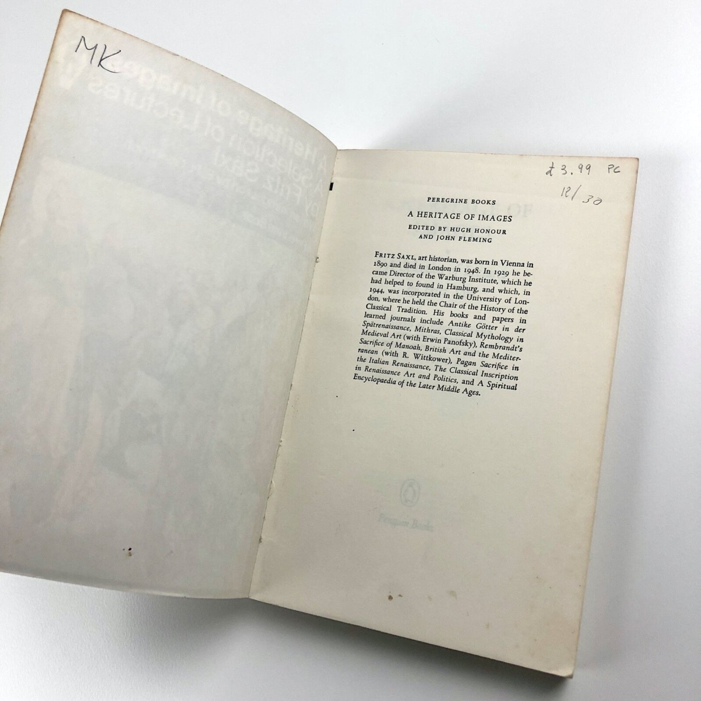 A Heritage of Images – A Selection of Lectures by Fritz Saxl | Peregrine, 1970