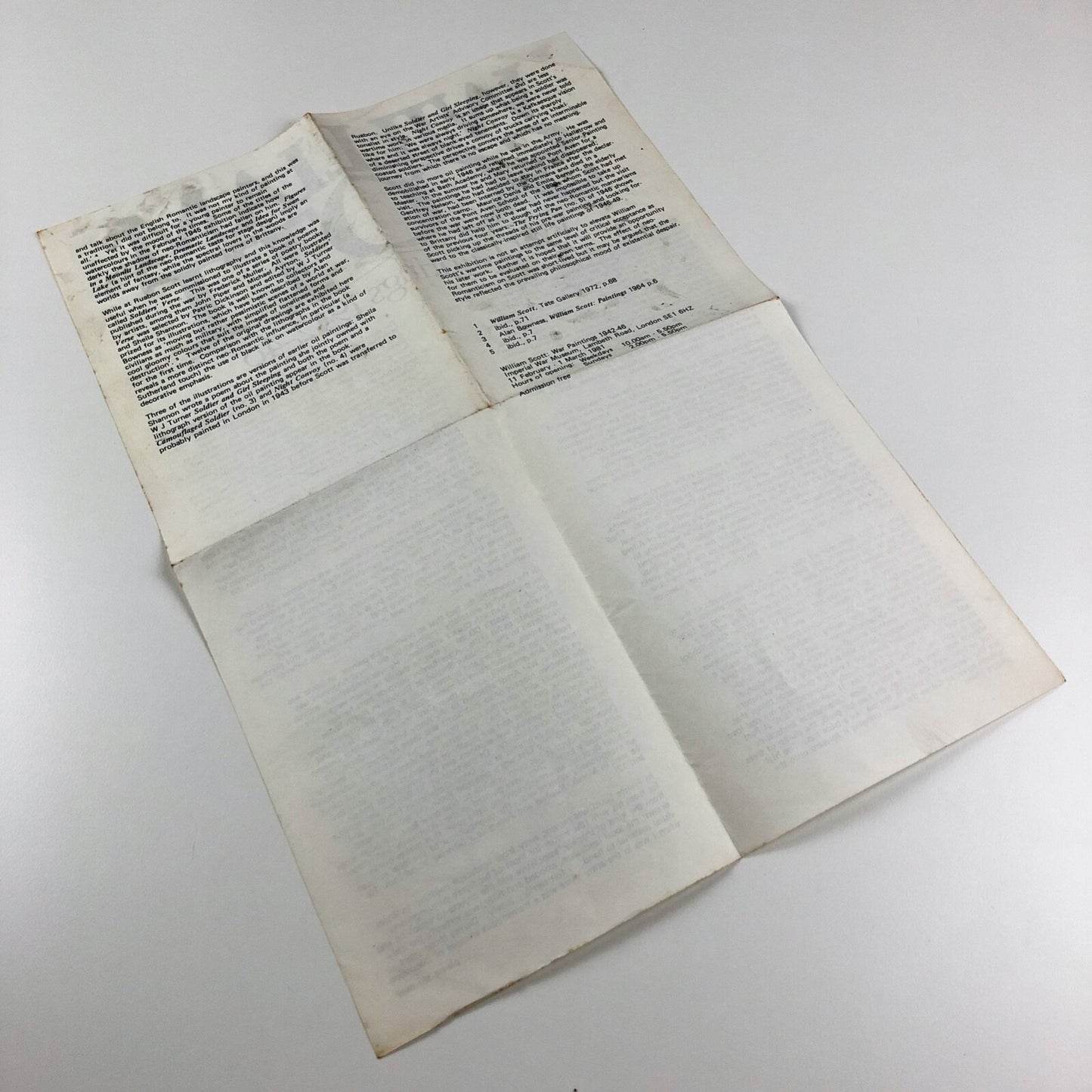 William Scott – War Paintings 1942-46 | Fold-out guide | Imperial War Museum, 1981