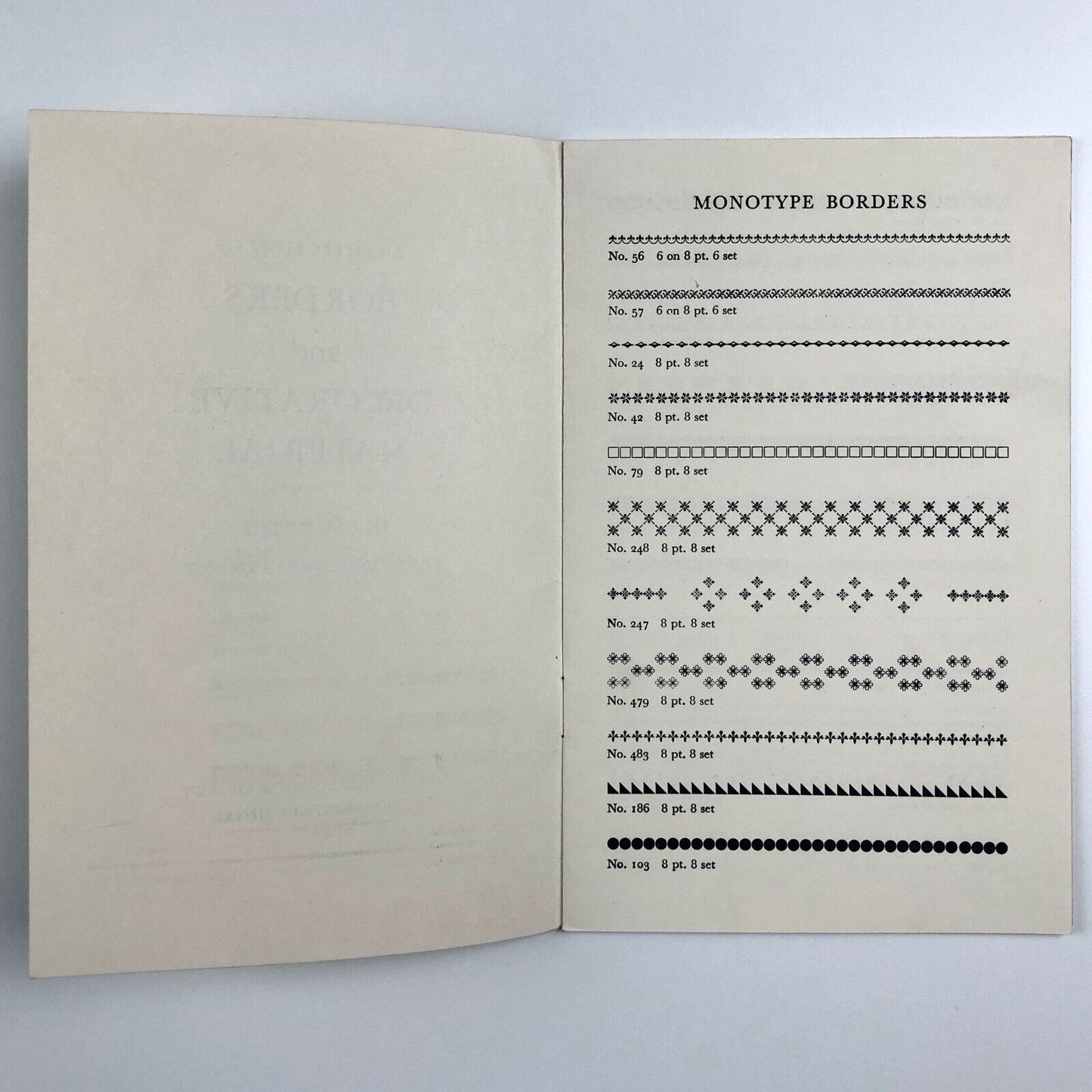 Leaflet A Collection of Borders & Decorative Material in use in the Printing Department Guildford School of Art, undated