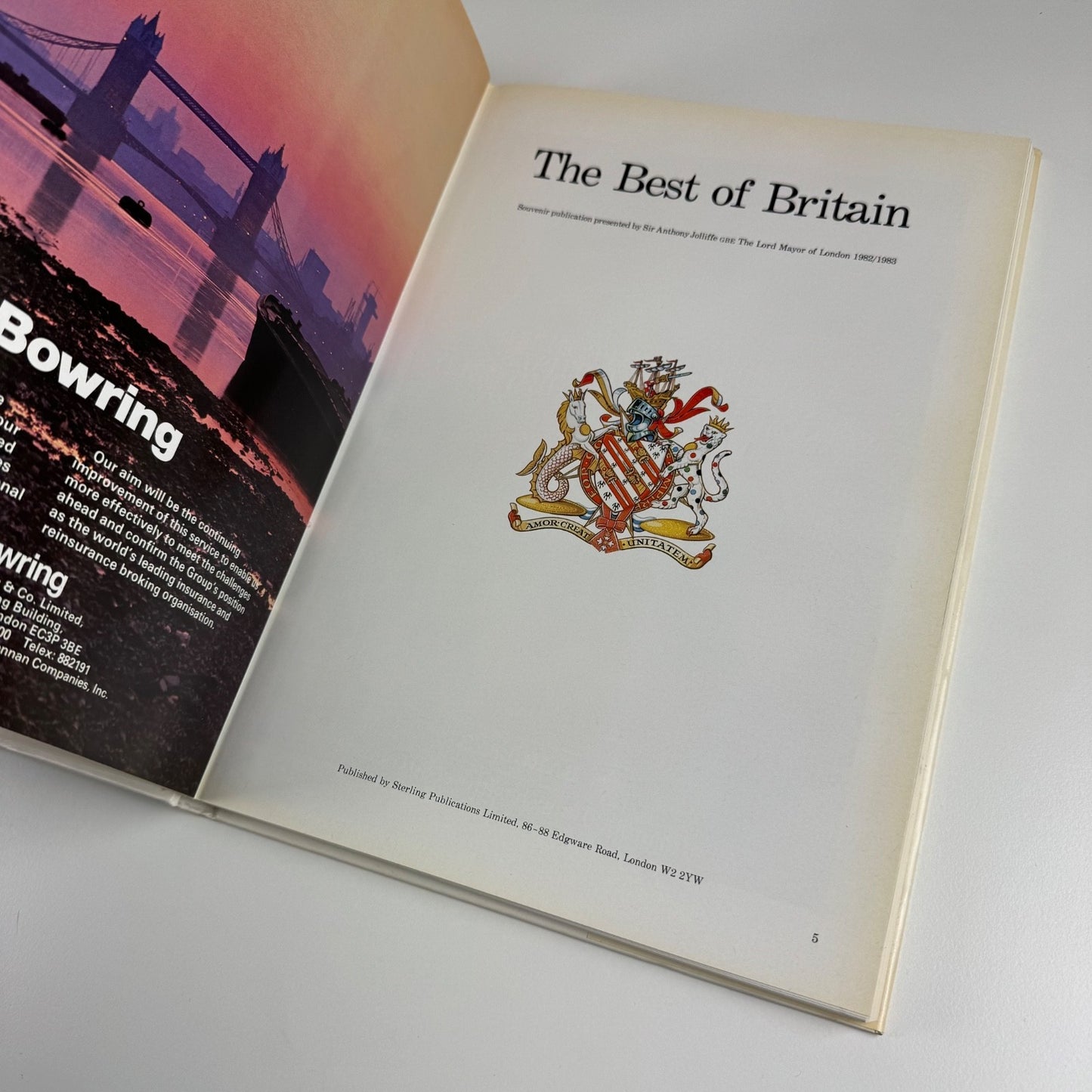The Best of Britain. A souvenir publication Lord Mayor of London 1982/3 inscribed by Sir Anthony Jolliffee