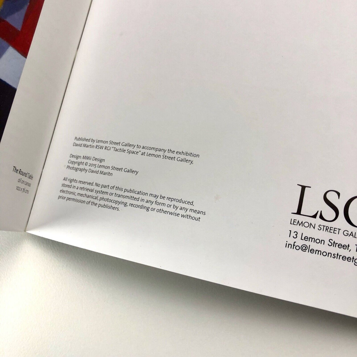 David Martin. Tactile Space | Lemon Street Gallery, Truro, 2015 catalogue and private view invitation