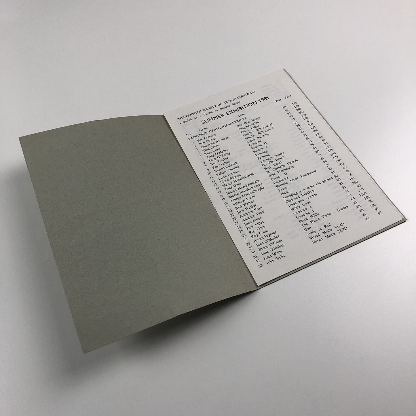 Catalogue – Penwith Summer exhibition 1981 | Penwith Society of Arts