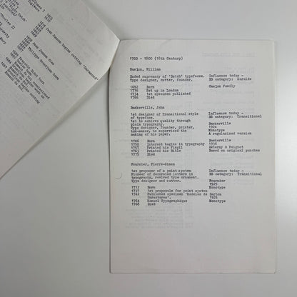 Information sheets from Croydon College School of Art & Design. Graphic Design Area. Area Director Herman Hecht Summer term 1981