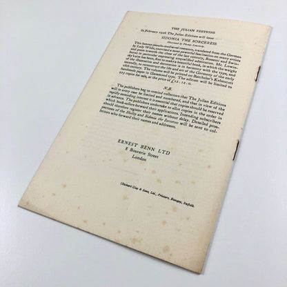 Prospectus of the Julian Editions. Ernest Benn Ltd, London 1925-1926