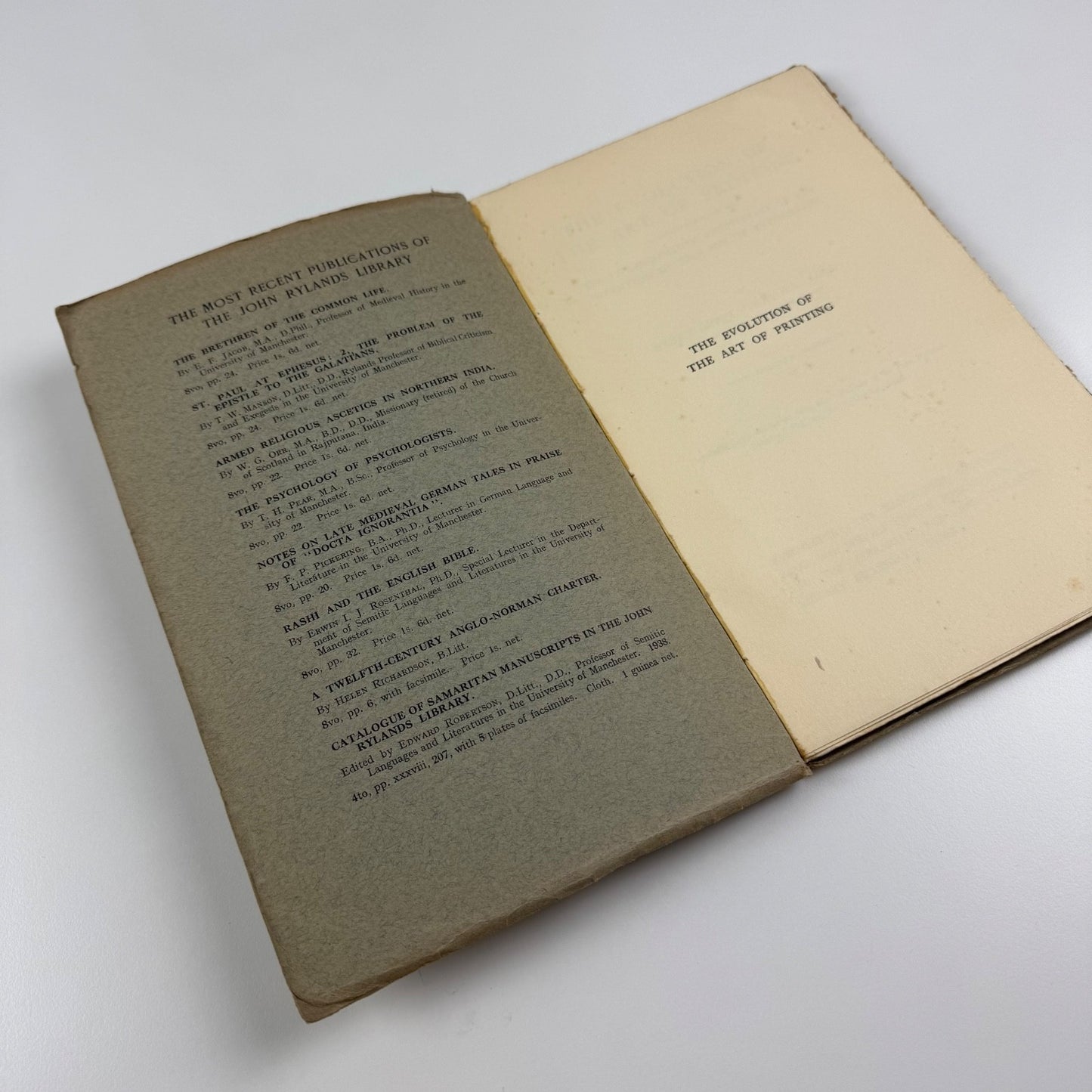 The evolution of the art of printing by Henry Guppy Manchester Univ Press, 1940