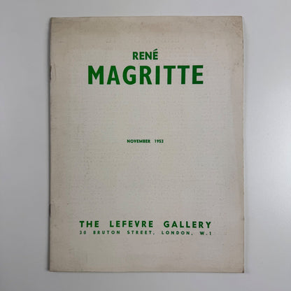 René Magritte | The Lefevre Gallery November 1953 catalogue and press release