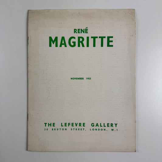 René Magritte | The Lefevre Gallery November 1953 catalogue and press release