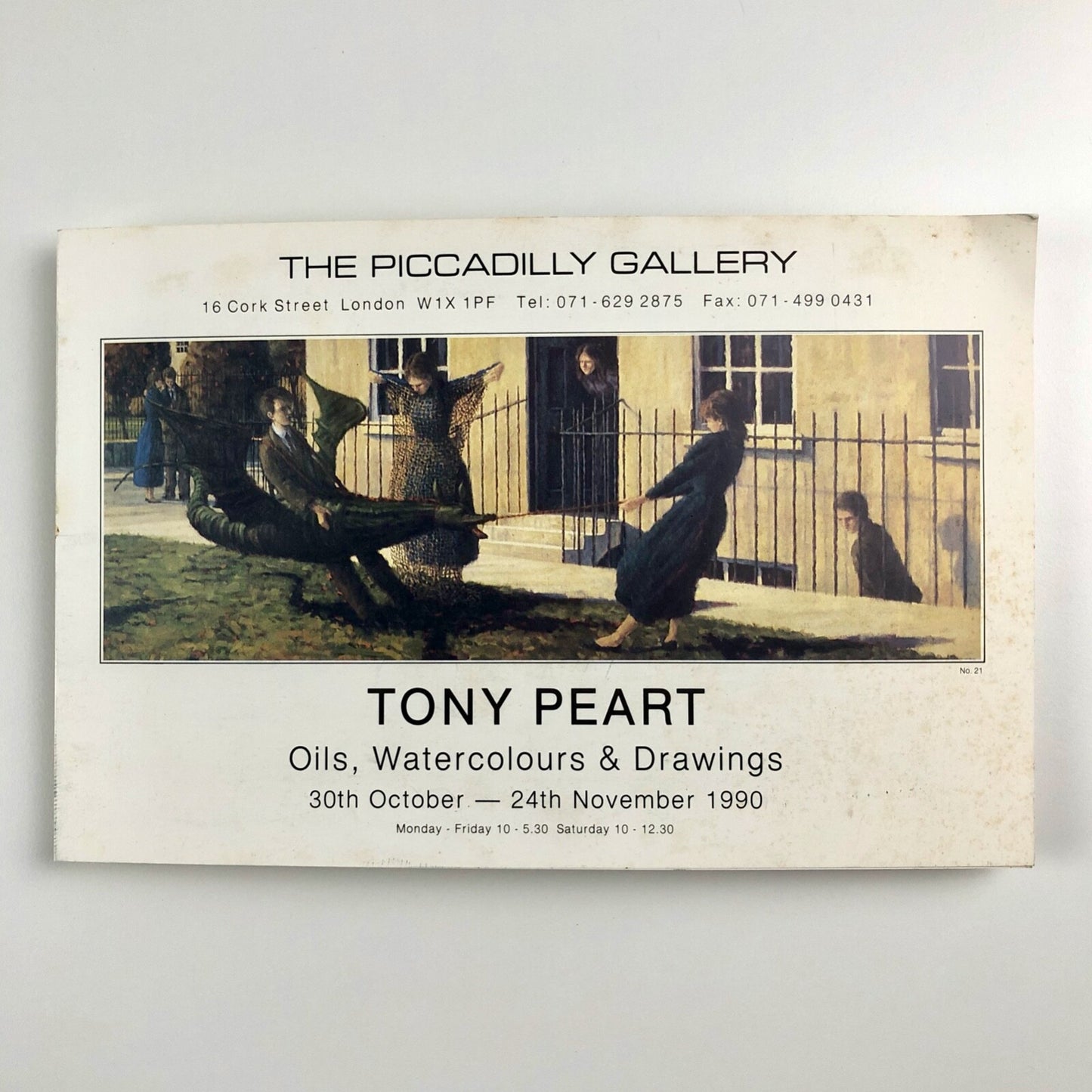 Tony Peart Oils, Watercolours & Drawings | The Piccadilly Gallery London 1990 | Exhibition card