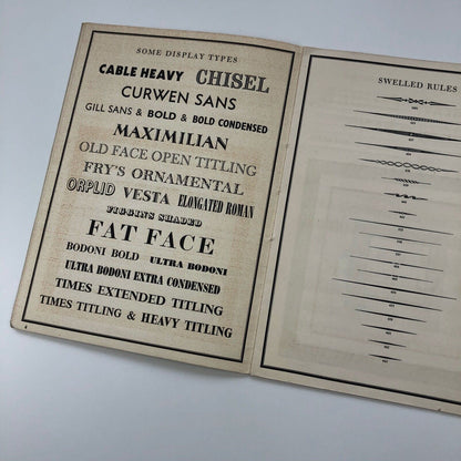 Type Faces in use at The Curwen Press | 1951 Type specimen brochure