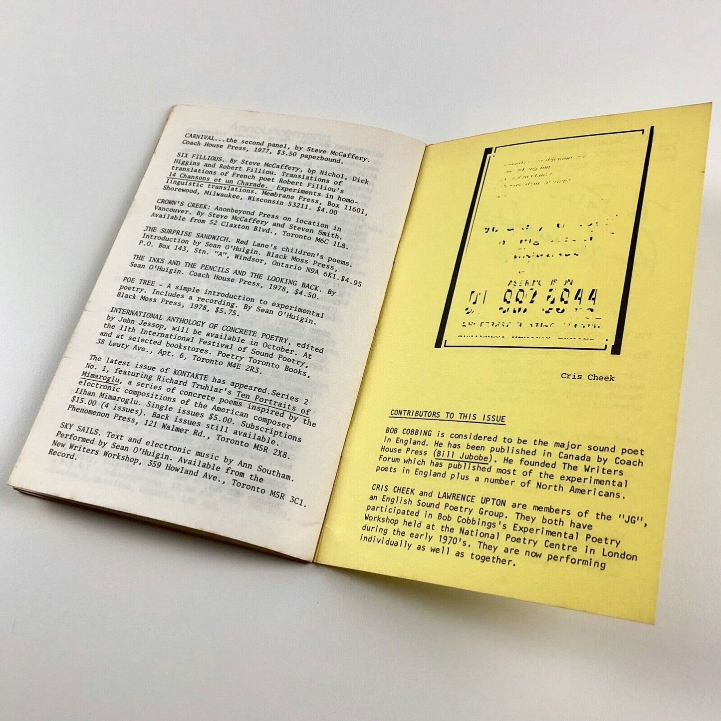 Poetry Toronto Newsletter 34, Oct 1978 | Festival of Sound Poetry | Lawrence Upton