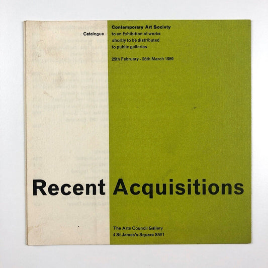 Recent Acquisitions: Contemporary Art Society | The Arts Council, 1959 catalogue