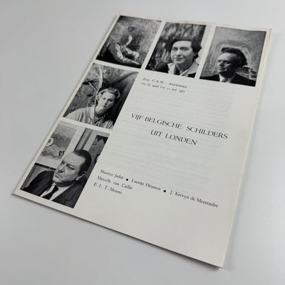 Leaflet Vijk Belgische Schilders uit Londen (Five Belgium painters) Maurice Jadot, Lucette Heseux, J. Kervyn de Meerendré, Marcelle van Caillie | Mesens 1961