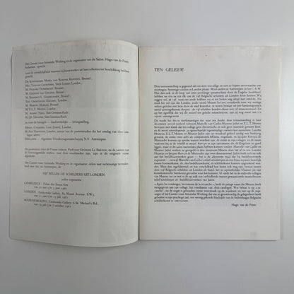 Leaflet Vijk Belgische Schilders uit Londen (Five Belgium painters) Maurice Jadot, Lucette Heseux, J. Kervyn de Meerendré, Marcelle van Caillie | Mesens 1961