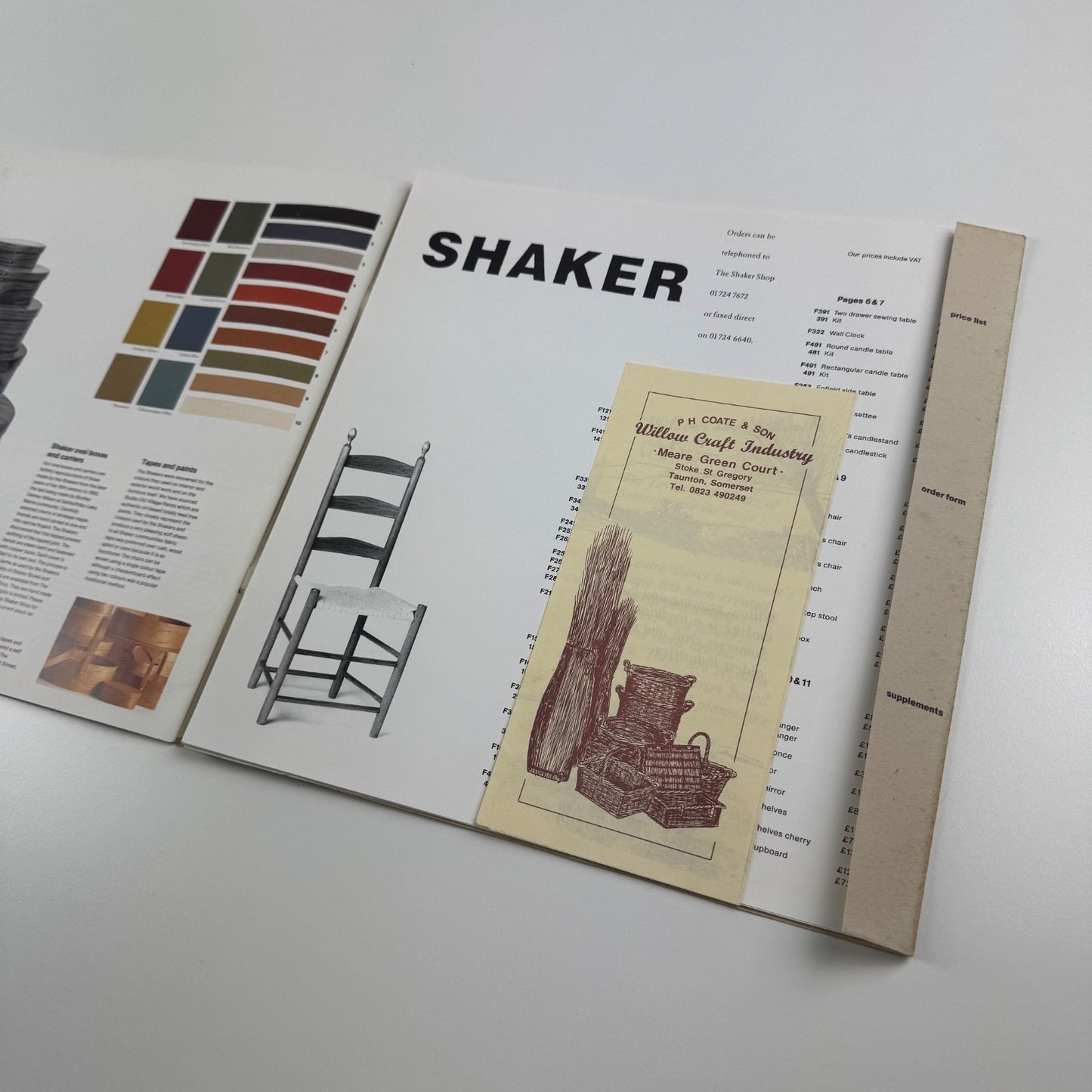 The Shaker [furniture] Shop London catalogue and price list. Dated 1989