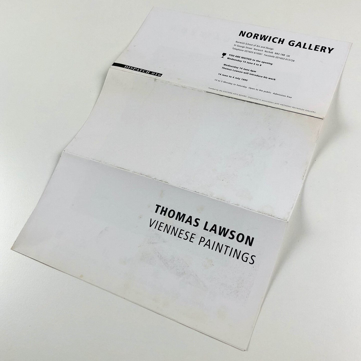 Thomas Lawson – Viennese Paintings, folded sheet | Norwich Gallery, Anthony Reynolds Gallery 1995