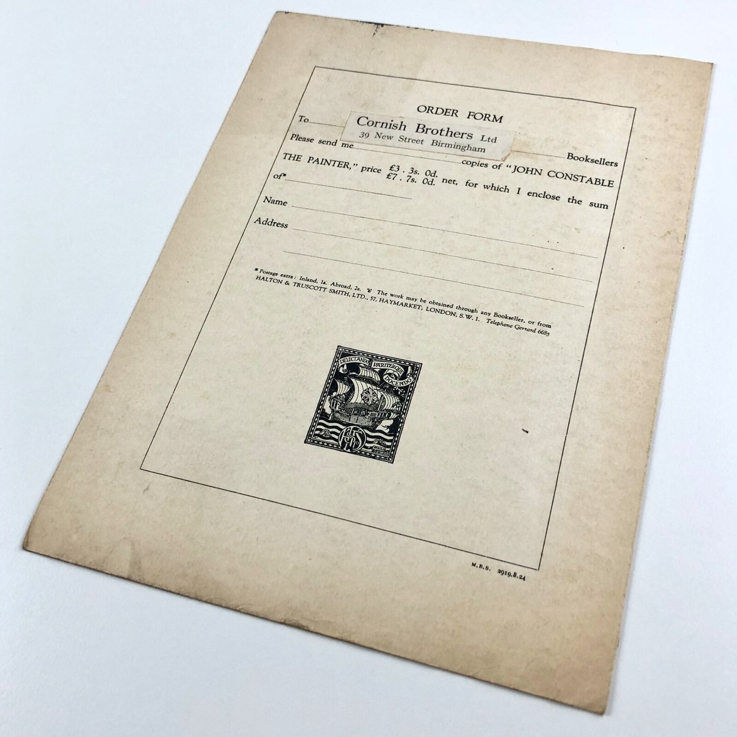 Prospectus for John Constable the Painter by E.V. Lucas | Halton & Truscott Smith