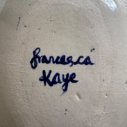 Francesca Kaye medium ceramic plate female figure folk art style signed